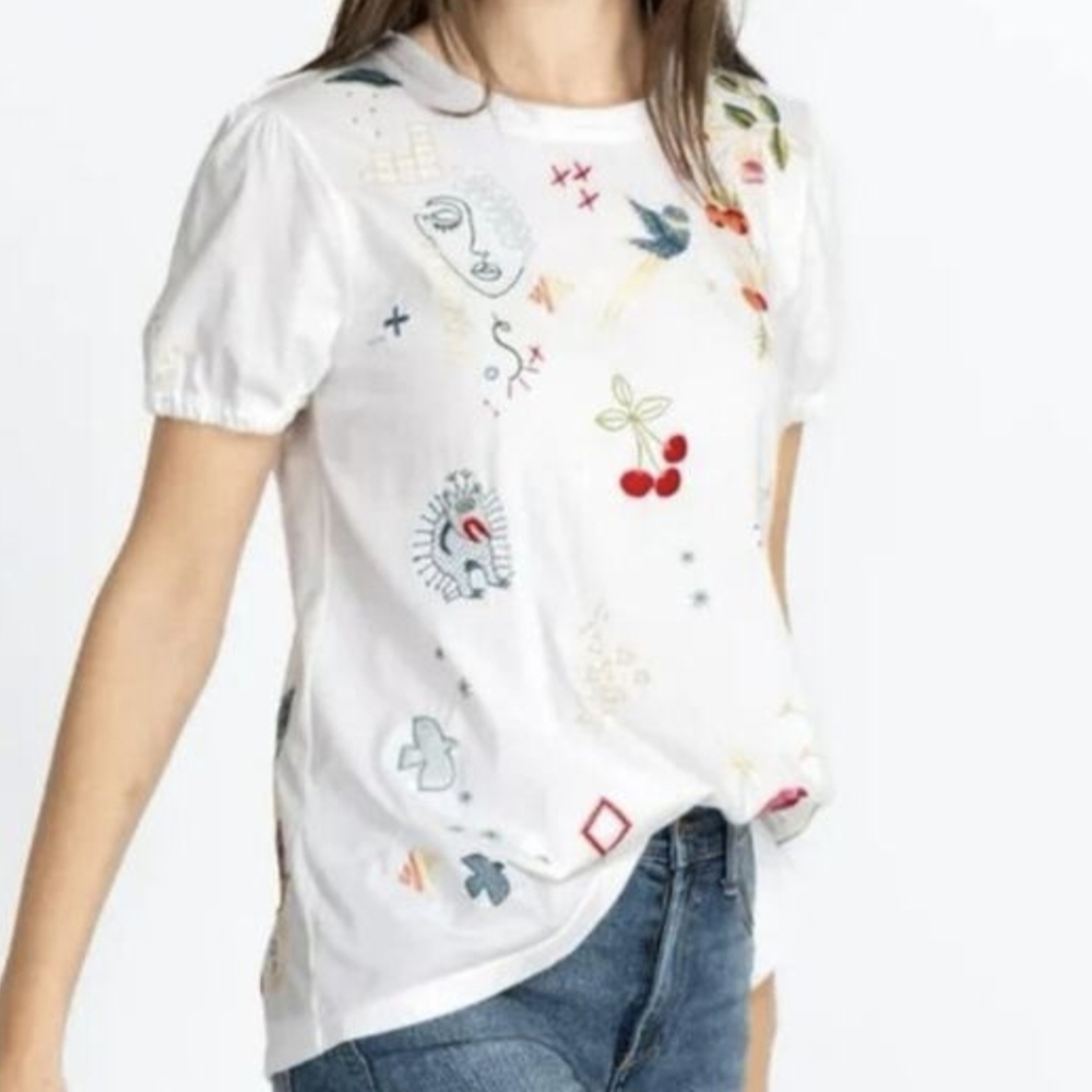 Embroidered White Women's Top